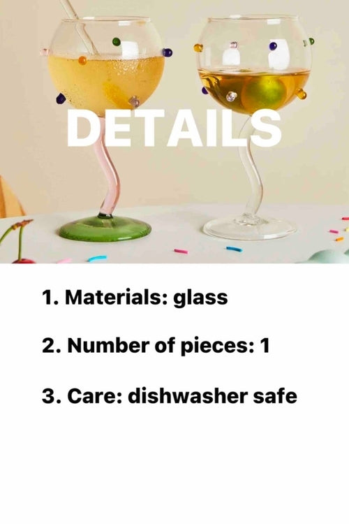 Hand Blown Rainbow Sprinkles Wine Glasses - Whimsical Dopamine Burgund