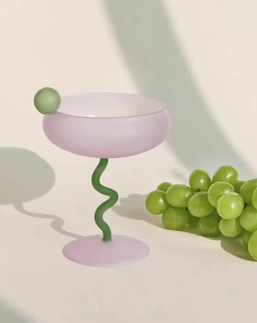 Jelly Bean Wine Glass Set - Whimsical Eclectic Dopamine Cocktail Coupe